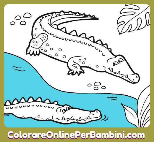 Illustrazioni di animali da colorare online create per bambini piccoli: Coccodrillo 