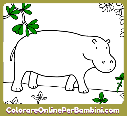 Riempi di colori i nostri disegni di animali online per bambini e bambine piccoli: Ippopotamo