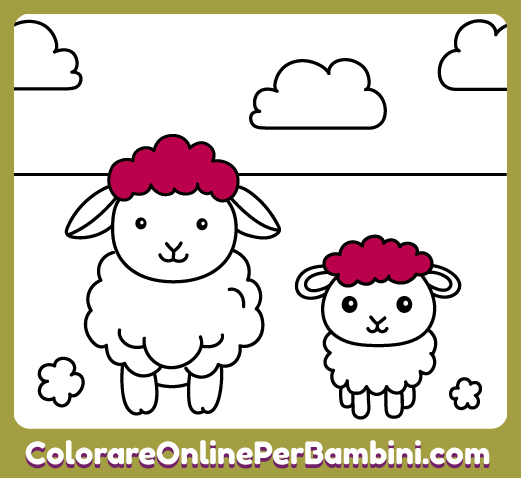 Dai colore ai nostri disegni di animali online per bambini dai 2 ai 5 anni: Pecore