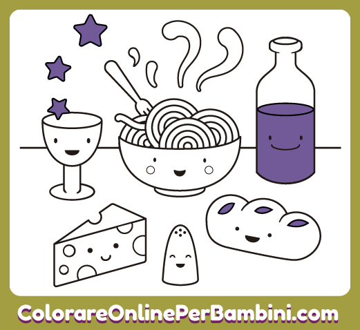Illustrazioni di Cibo online per bambini e bambine dai 2 ai 5 anni: Pasta