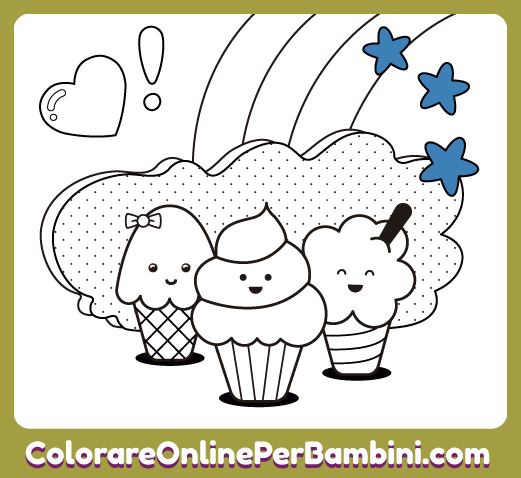 Disegni da colorare online e da imparare per bambini piccoli: Gelati