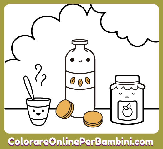 Pagine da colorare di cibo online e gratuite per bambini e bambine dai 2 ai 5 anni: Colazione
