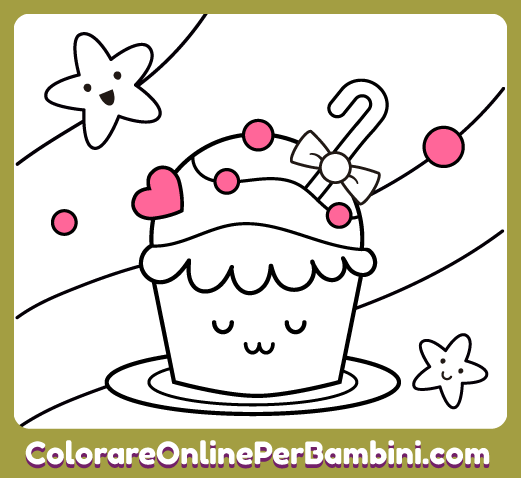 Disegni da colorare online per bambini e bambine piccoli per imparare i colori: Muffin