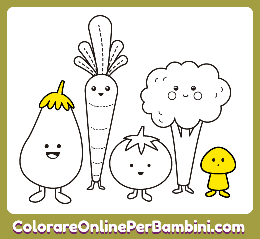 Disegno da colorare online gratuito per bambini e bambine dai 2 ai 5 anni: Verdure