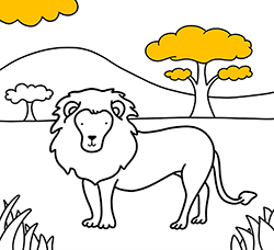Disegni da colorare online per bambini e bambine dai 2 ai 5 anni per imparare i colori: Leone