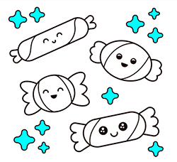 Riempi di colori i nostri disegni online per bambini e bambine piccoli: Caramelle