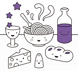 Disegni da colorare online e da imparare per bambini piccoli: Pasta