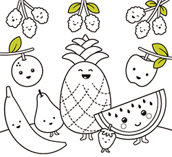 Disegno da colorare online per bambini e bambine dai 2 ai 5 anni: Frutta