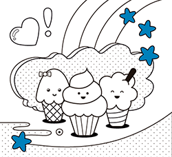 Disegno da colorare online gratuito per bambini e bambine dai 2 ai 5 anni: Gelati