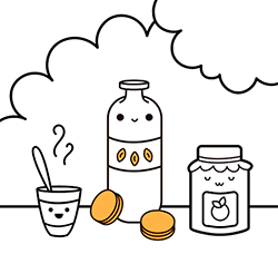 Disegni da colorare online con le migliori immagini di cibo per bambini piccoli: Colazione