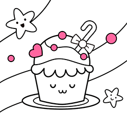 Scopri questo bellissimo disegno di cibo da colorare online per bambini piccoli: Muffin