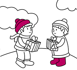 Pagine di Natale da colorare online e gratuite per bambini e bambine dai 2 ai 5 anni: Regali di Natale