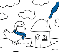 Riempi di colori i nostri disegni di Natale online per bambini e bambine piccoli: Uccellino a Natale