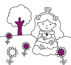 Dai colore ai nostri disegni online per bambine e bambini dai 2 ai 5 anni: Principessa con Farfalle