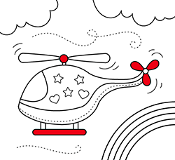 Colora i nostri disegni di mezzi di trasporto online per bambini piccoli: L'Elicottero