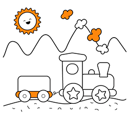 Illustrazioni di mezzi di trasporto da colorare online create per bambini piccoli: Il Trenino