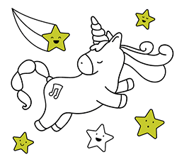 Disegni da colorare online per bambini e bambine piccoli per imparare i colori: Unicorno Volante
