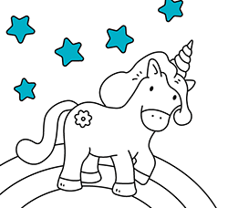 Disegni di Unicorni da colorare gratuiti con le migliori immagini per bambine e bambini piccoli: Arcobaleno 2