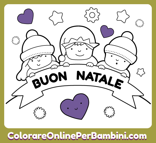 Disegno di Natale da colorare online con le migliori immagini per bambini piccoli: Gioia Natalizia