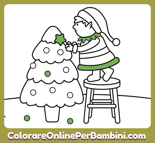 Pagine di Natale da colorare online e gratuite per bambini e bambine dai 2 ai 5 anni: Il Folletto