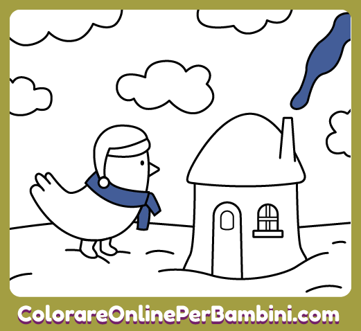 Illustrazioni da colorare online create per bambine e bambini piccoli: Uccellino a Natale