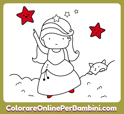 Disegni gratuiti da colorare e imparare creati per bambini piccoli: Cuore di Principessa