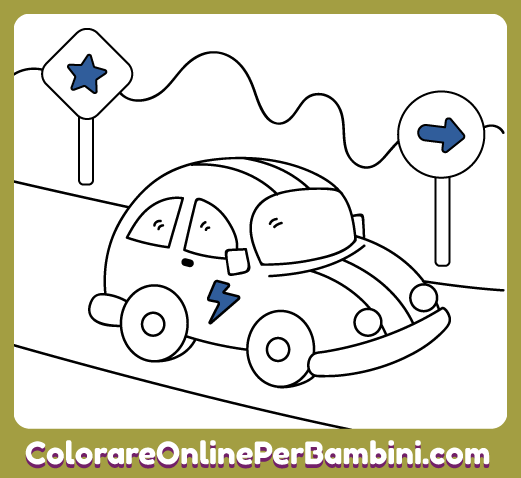 Disegni di mezzi di trasporto da colorare e imparare online creati per bambini dai 2 ai 5 anni: La Macchinina