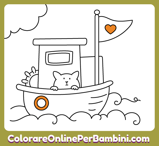 Disegni di mezzi di trasporto da colorare online per bambini e bambine dai 2 ai 5 anni per imparare i colori: La Nave