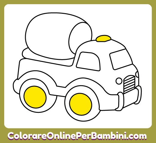 Dai colore ai nostri disegni online per bambini dai 2 ai 5 anni: Betoniera