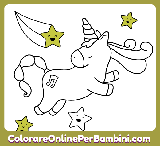 Disegni da colorare e imparare online creati per bambini dai 2 ai 5 anni: Unicorno Volante